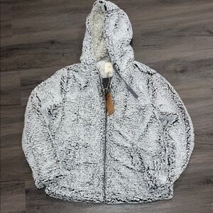 NWT Thread & Supply Cozy Gray Sherpa Zip Up Hoodie